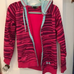 Under armor pink striped jacket